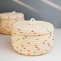 Desktop covering basket woven collection box containing basket covered cotton wire snack basket snack room tea couple wool toys