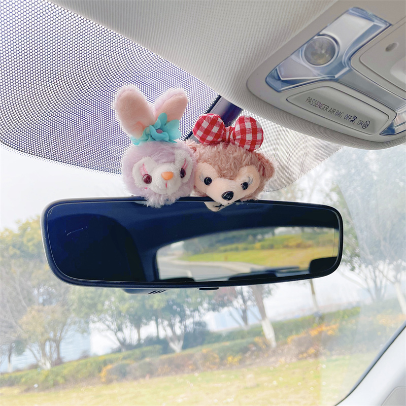 Car Decoration Rearview Mirror Reversing Mirror Car Center Console Display Screen Car Interior Decoration Cute Doll Pendant