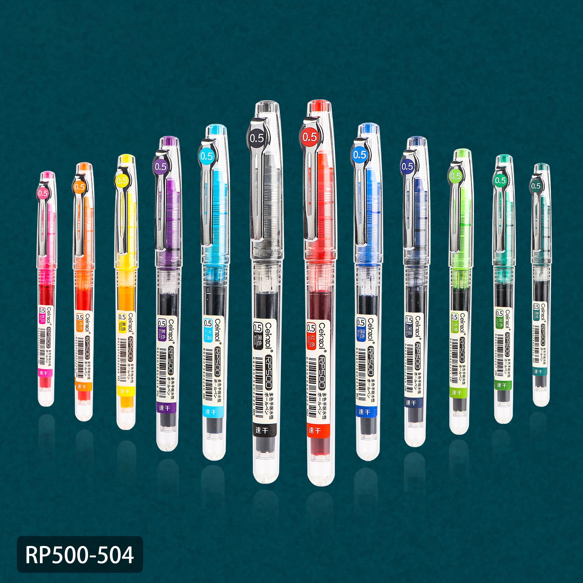 Ceinzol Chenzhuo RP500 50X straight liquid water-based ballpoint pen 0 5mm black red blue gel pen student water-based pen signature pen