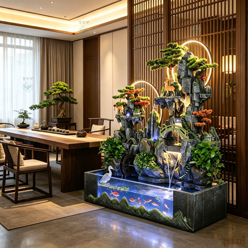 Large Rockery Water Fountain for Living Room and Tea Room, Floor-Standing Decoration with Circulating Water, Fish Pond for Courtyard, Wealth-Attracting Landscape Feature, Opening Ceremony Gift Large Rockery Water Fountain for Living Room and Tea Room, Floor-Standing Decoration with Circulating Water, Fish Pond for Courtyard, Wealth-Attracting Landscape Feature, Opening Ceremony Gift