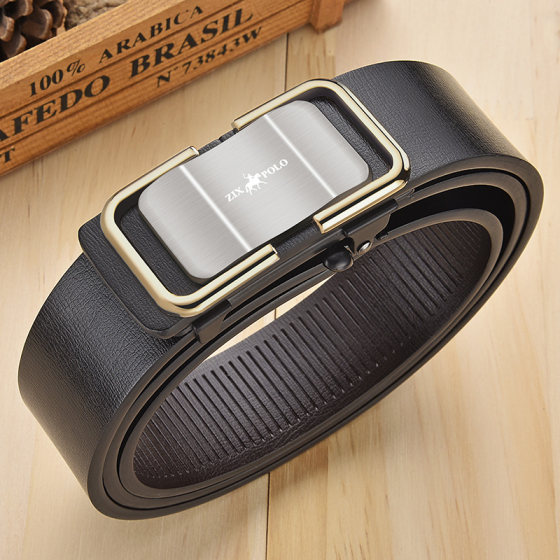 Paul belt men's genuine leather toothless automatic buckle business casual men's belt 2023 national trend authentic trouser belt