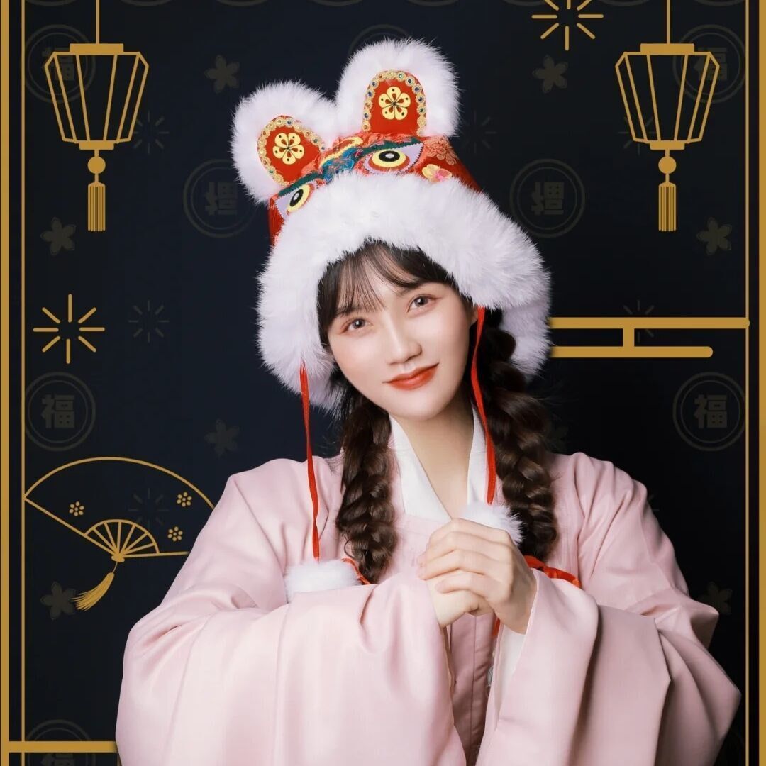 Tiger head hat adult real rabbit hair hat female winter tennis red tiger hat adult children tiger year adults New Year's hat 