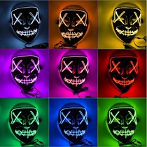 Bandit mask Halloween LED men and women party zombie evil devil face funny clown horror graffiti whole person escape
