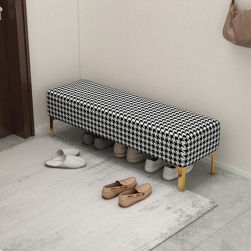 Door-to-door changing shoe stool home door light luxury rectangular bed end stool entrance door long strip shoe stool designer model