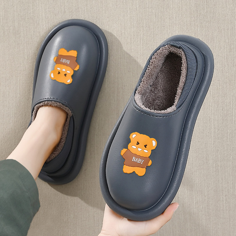 Cotton slippers men's winter 2021 new indoor waterproof cartoon home furnishing bag with thick bottom warm cotton shoes women