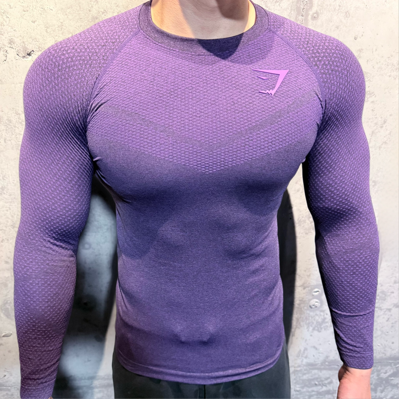 Gymshark Shark Fitness Clothing Men's Long-Sleeved Quick-Drying Breathable Sports Bodysuit High Elasticity Breathable Sweat-Absorbent Phantom Gymshark Shark Fitness Clothing Men's Long-Sleeved Quick-Drying Breathable Sports Bodysuit High Elasticity Breathable Sweat-Absorbent Phantom