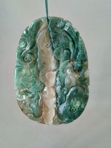 Dushan jade collectible old sky blue sugar material hollow and beautifully carved round carving with remaining flowers for many years