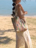 Вместительный и большой шоппер для отдыха, с вышивкой, в корейском стиле