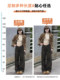 2025 Autumn and Winter New Retro American Leopard Print Jeans Women's Small High Waist Straight Wide Leg Pants Showing Tall Pants
