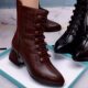 Ethnic Style Mid-Calf Boots for Women 2025 Autumn and Winter New Style Fleece-Lined Thickened Martin Boots with Chunky Heels Short Boots New Chinese Style Leather Boots for Women