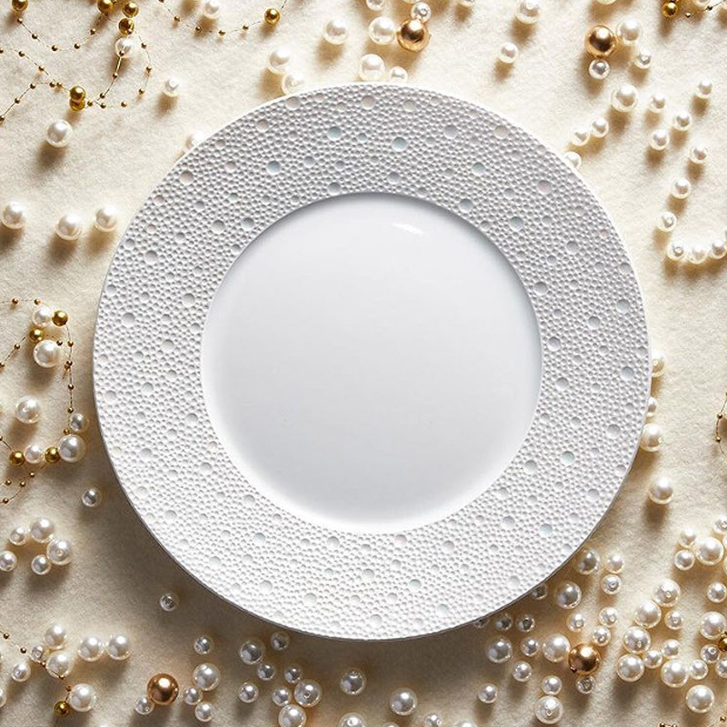 French Bernardaud Morning Dew White and Black Dinner Plate High-End Luxury Modern European-Style Western Tableware Plate