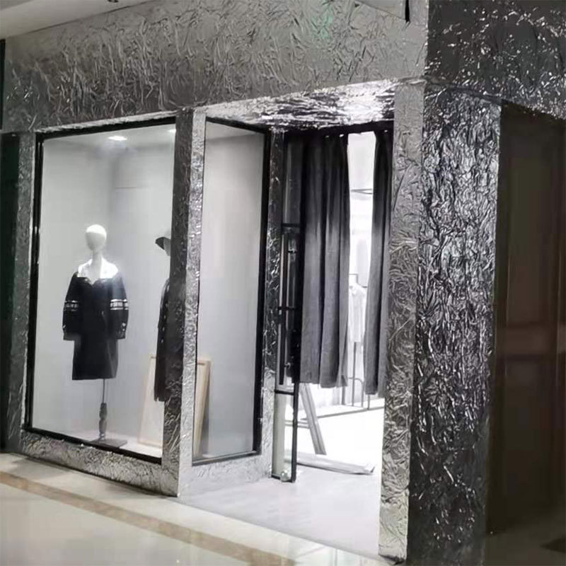 Large Tin Foil Widened and Thick Industrial Style Clothing Store Window Internet Celebrity Background Wall Paste Wrinkled Effect Aluminum Foil Large Tin Foil Widened and Thick Industrial Style Clothing Store Window Internet Celebrity Background Wall Paste Wrinkled Effect Aluminum Foil