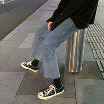 Korean straight cylinder jeans gush 2022 new male tide Billboard ins handsome and straight broadleg pants Korean version trendy