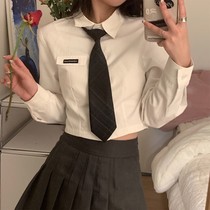 Tie Shirt Female Cool College Wind Day Ensemble Wearing High Waist Uniform JK Shirt Schoolgirl Spring New Inner Hitch