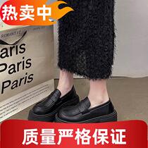 Camel super hot thick-soled versatile loafers for women in summer with skirts 2024 new hot style cute round toe British style small