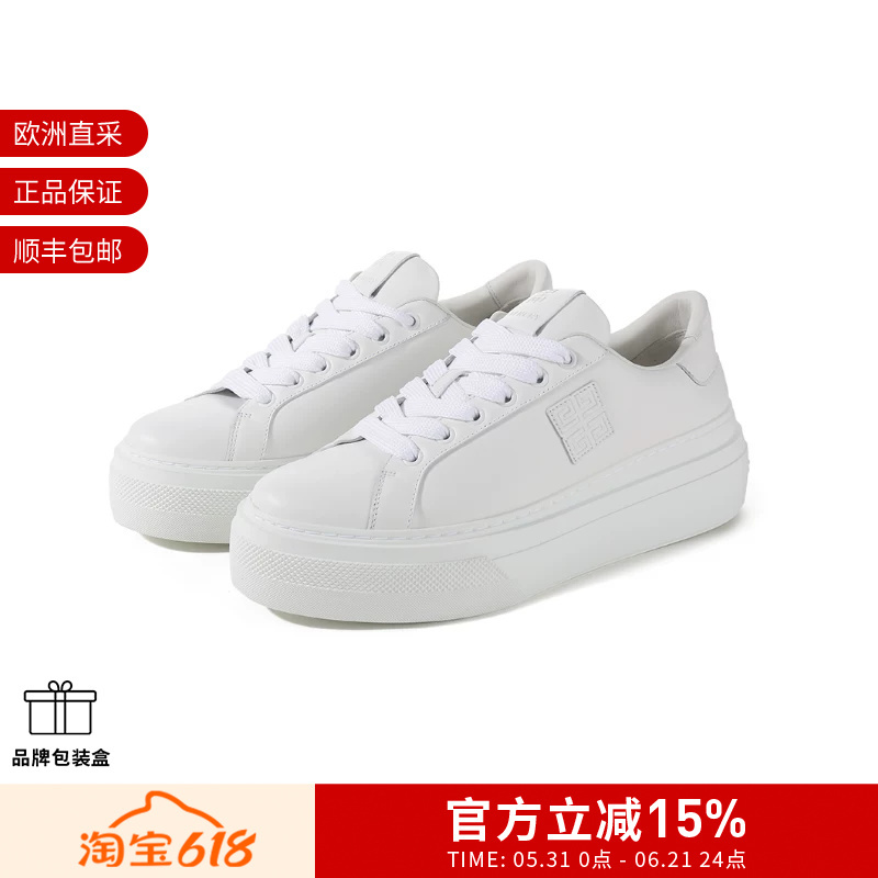 [Premium Selection] Givenchy Women's Thick-Soled White Sneakers Lace-Up Casual Sports Shoes Be003Fe23E