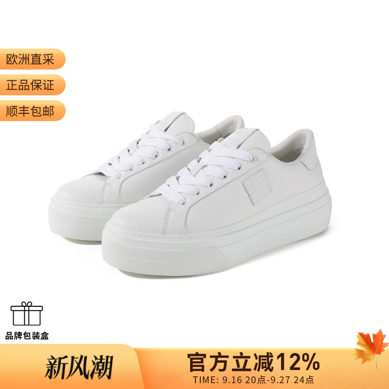 [Premium Selection] Givenchy Women's Thick-Soled White Sneakers Lace-Up Casual Sports Shoes Be003Fe23E