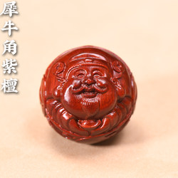 Rhino Horned Red Red Sandalwood Carvings, 사자, 용, 부의 신을 깨우기