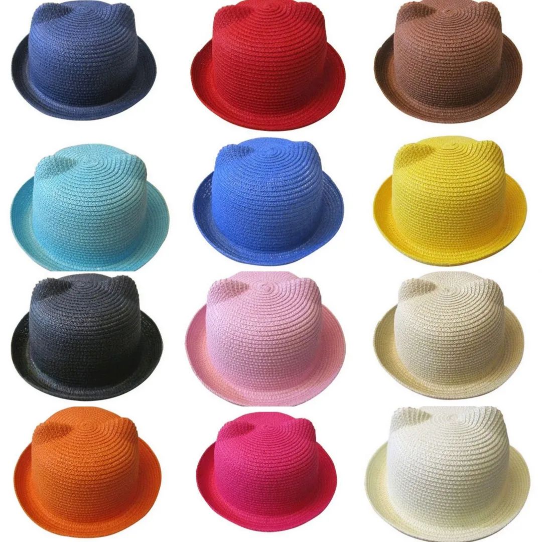Mistdawn Cute Children Kids Boys Girls Straw Hat Cat Ears De