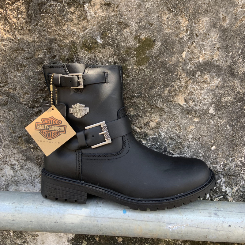 European and American Harley Knight Boots Men's Casual High-Top Shoes First-Layer Cowhide Sleeve Boots Zipper Style Comfortable Men's Leather Shoes