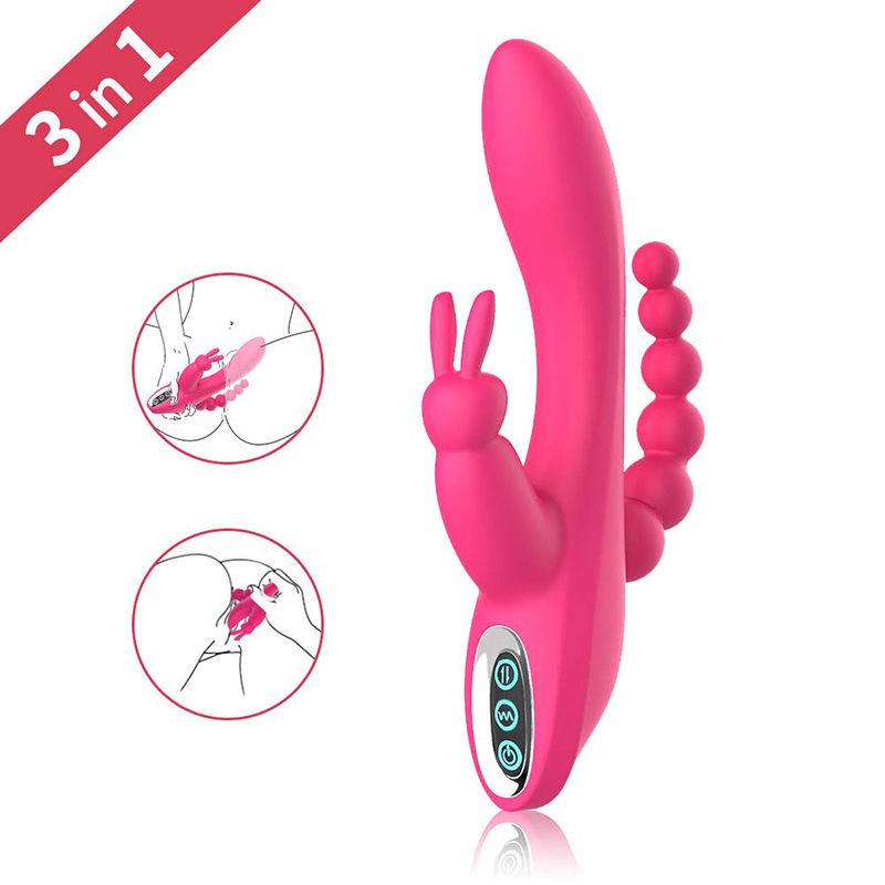 G-spot three-head vibrator femme masturbator adult sex toys