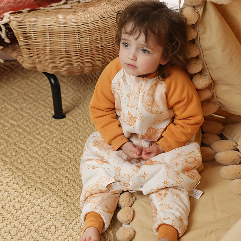 721 Planet thermostatic split-leg sleeping bag newborn baby anti-kick is children's hairpin cotton pajamas autumn and winter thickening
