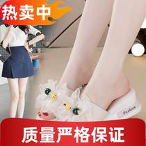 Camel Brand Genuine Leather Slippers Womens 2024 Summer New Versatile Fashion Non-Slip Bow Beach Outerwear Womens Sandals