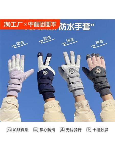 Winter Fleece-Lined Warm Ski Gloves, Motorcycle Waterproof, Windproof, Anti-Slip, Electric Scooter Riding Gloves, Outdoor Professional