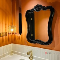 French carved bathroom mirror wall hanging home living room light luxury retro decoration bathroom smart LED makeup mirror