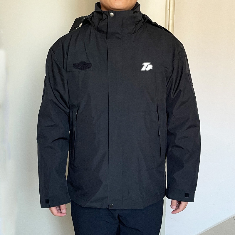 Jihua Jacket Model 23 Silver Fox Fleece 3-in-1 with Reflective Logo, Detachable Hood, Velcro Jacket, Waterproof and Warm