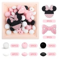 40Pcs Set Silicone Beads Baby Teething Beads Set Bowknot Mou