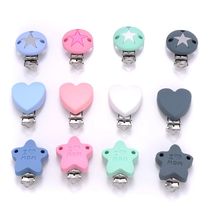 3Pcs Silicone Pacifier Clip Star Heart Round Silicone Clips
