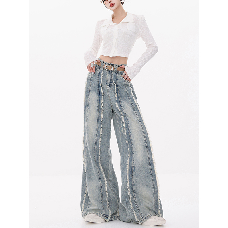 Abwlr Autumn Vine - Original Autumn Frayed Design Wide-Leg Jeans for Women, Loose Straight-Leg Floor-Length Pants Abwlr Autumn Vine - Original Autumn Frayed Design Wide-Leg Jeans for Women, Loose Straight-Leg Floor-Length Pants