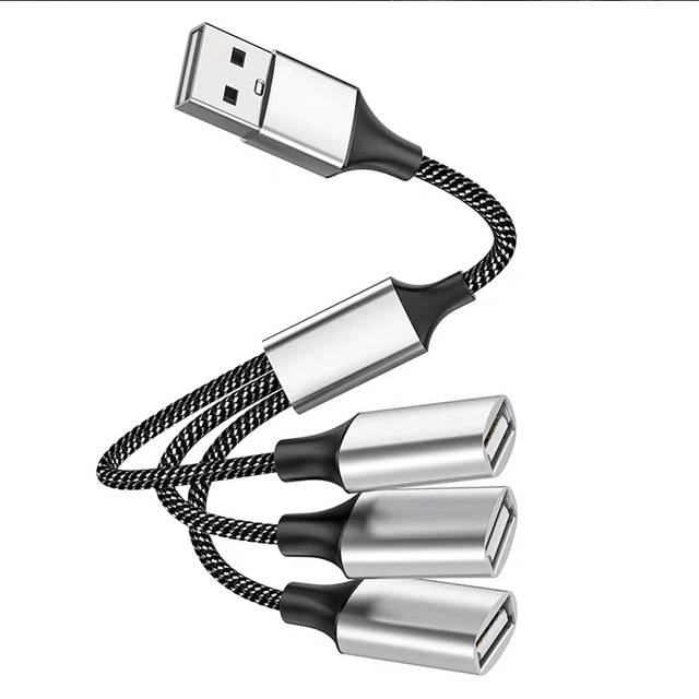 USB Hub Splitter 3.0, One-To-Three Adapter for Connecting USB Drives, Mouse, Keyboard, Docking Station, One-To-Two Plug, Multi-Port Compatible, Suitable for iPhone 15 /16 Phones, Car Use, One-To-Four Splitter