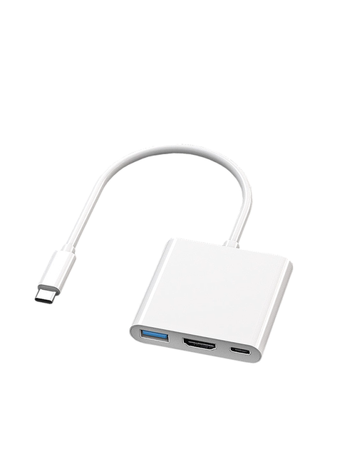 Type-C to HDMI Three-In-One Usb3.0 Converter iPhone 15 /16 Mobile Phone Vga Screen Projection Display Suitable for Apple Notebook iPad Tablet Projector Same-Screen 4K High-Definition Thunderbolt 3