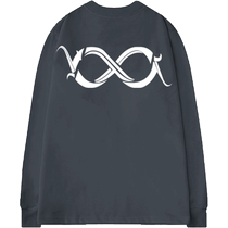 ins national tide retro neutral letter printed pure cotton long sleeve mens fall street 100 lap T-shirt loose round collar blouse