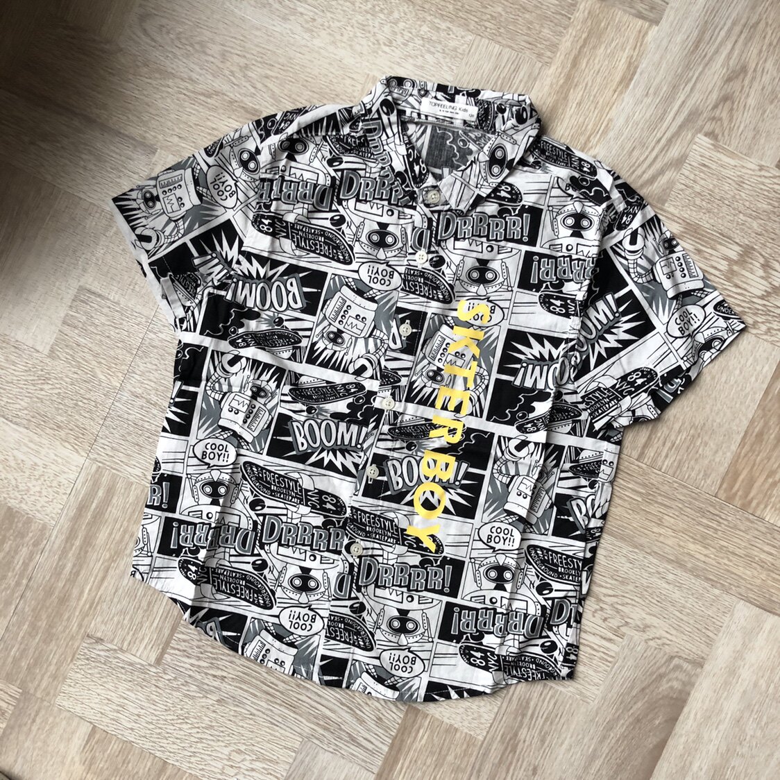 110-150 comic print short-sleeved shirt