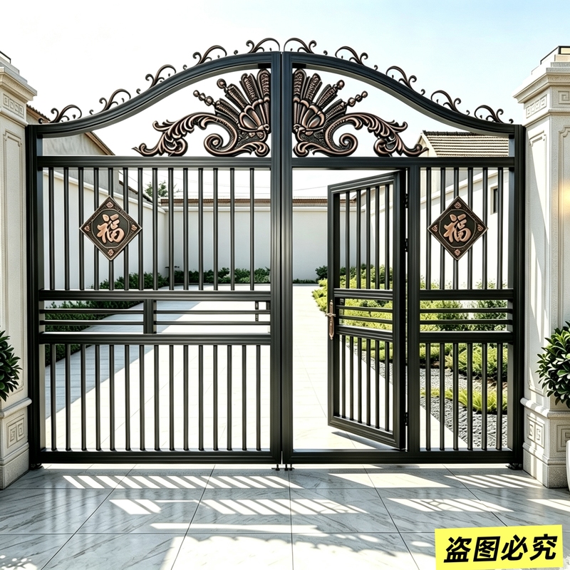 Stainless Steel Courtyard Gate, Painted Courtyard Door, Rural Villa Double-Opening Yard Gate, Thickened Fence Gate, Free Shipping Stainless Steel Courtyard Gate, Painted Courtyard Door, Rural Villa Double-Opening Yard Gate, Thickened Fence Gate, Free Shipping