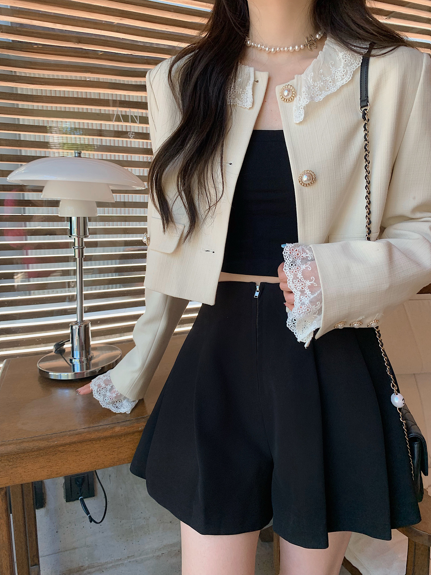 Reduced-age colleges Wind comics legs A character paratrooper dress pure color High waist Pepperty Skirt Woman Spring Summer small Slim Short Skirt Pants