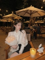 Silk sliding skyline Collar Shirt Woman Early Spring 2022 New Vintage Court Tints Long Sleeve Shirt With Harnesses and no blouses