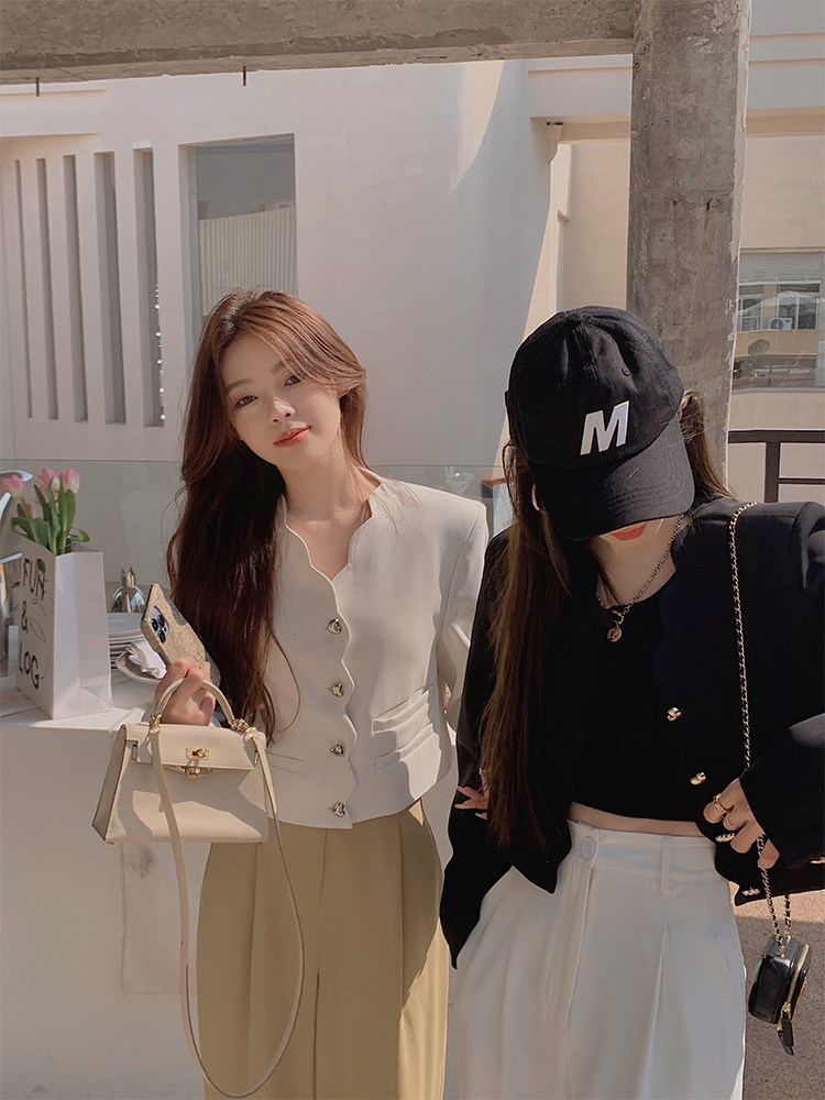 ONCE AGAIN elegant heavy industry wavy short coat female temperament celebrity small fragrance chic early spring top