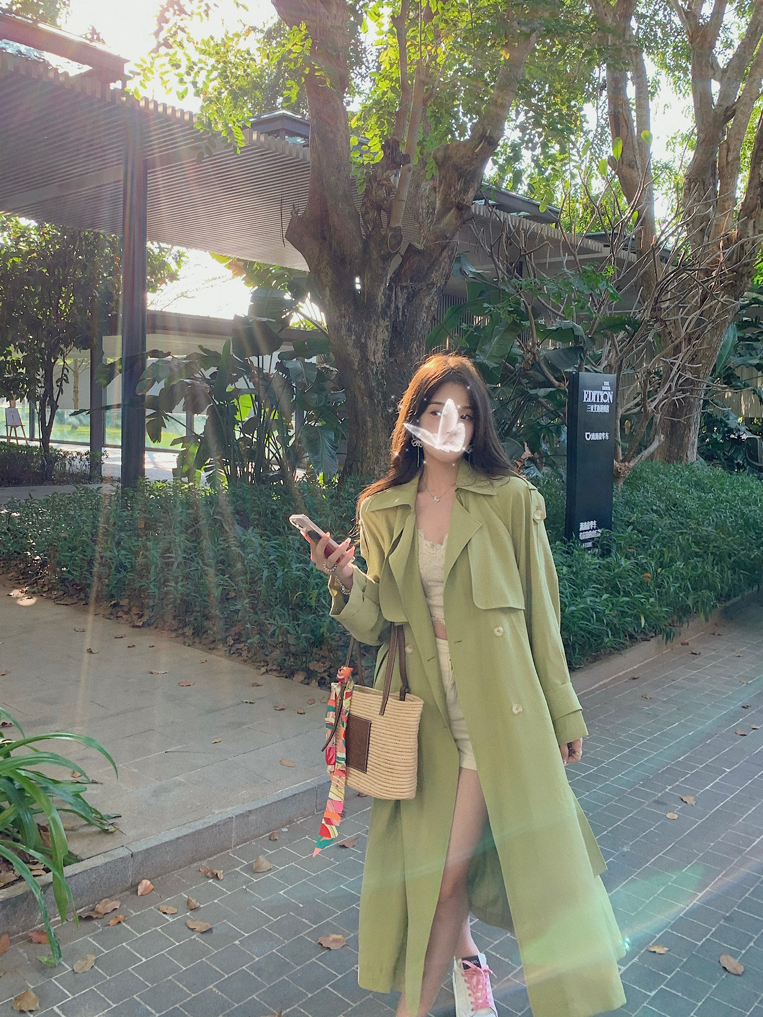 Early spring close-up lace with long version of the wind coat Girl small child 2022 New Korean Ethos Chic Pituitary Coat