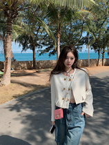 Famous Yuan Temperament Small Fragrant Wind Jacket Woman 2022 Early Spring Commute New Small Sub Superior Sense Double-Row Buttoned Short Blouse