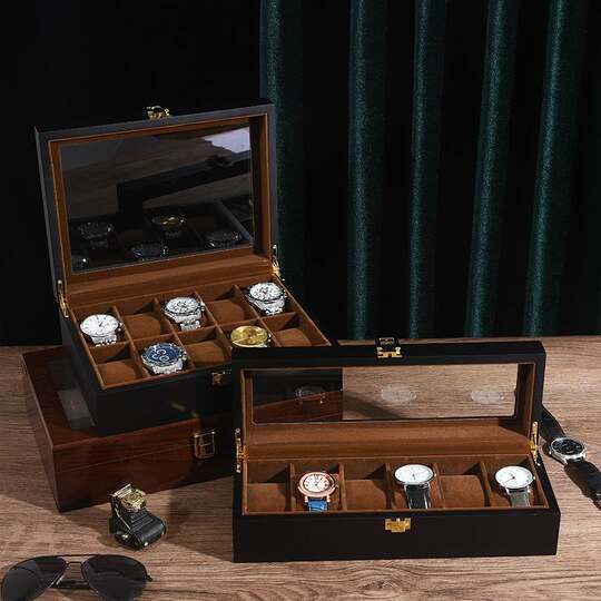 Solid Wood Watch Storage Box Household Jewelry Box Watch Box Watch Stand Simple European Watch Box Watch Box Collection