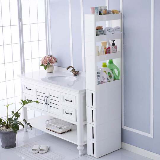 17cm Narrow Gap Storage Cabinet with Plastic Drawers for Bathroom, Kitchen, Refrigerator Side, Sofa Gap, and Narrow Cabinet Shelf