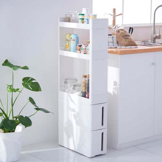 17cm Narrow Gap Storage Cabinet with Plastic Drawers for Bathroom, Kitchen, Refrigerator Side, Sofa Gap, and Narrow Cabinet Shelf