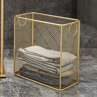 Nordic ins Style Simple Laundry Basket Iron Storage Basket Home Light Luxury Dirty Clothes Storage Bin Bathroom Laundry Basket