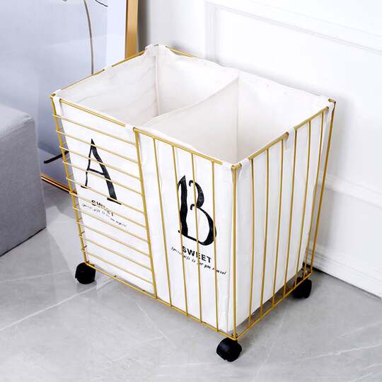 Dirty Laundry Basket, Categorized Laundry Hamper, Storage Basket for Clothes, Iron Art Nordic Style Clothing and Toy Storage Basket