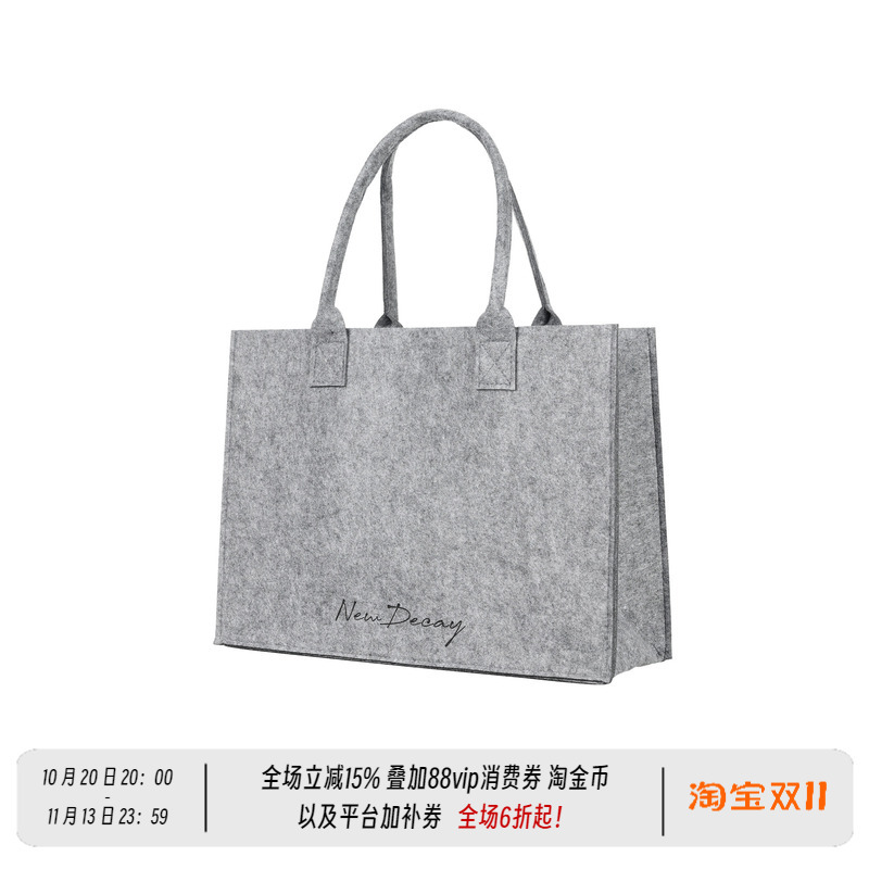 New Decay Cursive Logo Felt Bag Large Capacity Tote Bag New Decay Cursive Logo Felt Bag Large Capacity Tote Bag