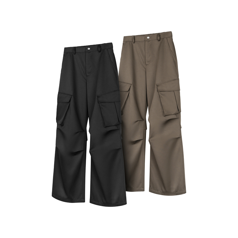 Newdecay Multi-Pocket Cargo Workwear Pleated Dress Pants Casual Straight Loose Trousers for Men Newdecay Multi-Pocket Cargo Workwear Pleated Dress Pants Casual Straight Loose Trousers for Men